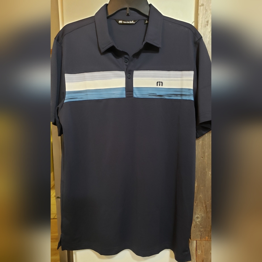 Travis Mathews Cabana Short Sleeve Polo Mens Large New Condition Blue,seebelow